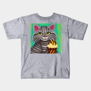 my happy cut cat love ice cream Kids T-Shirt